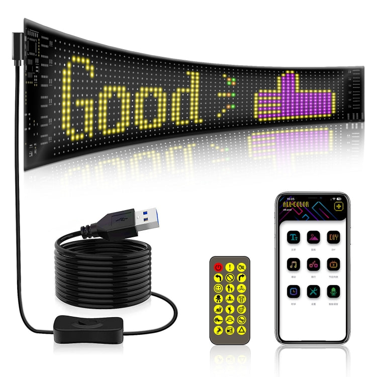 9.2x37.4cm（16 x 64 LEDs） Car Flexible Display Advertising Screen APP Bluetooth Smart Screen