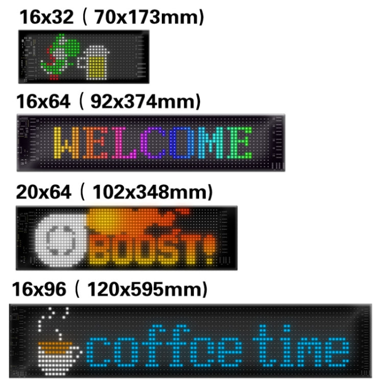 10.2x34.8cm（20 x 64 LEDs） Car Flexible Display Advertising Screen APP Bluetooth Smart Screen