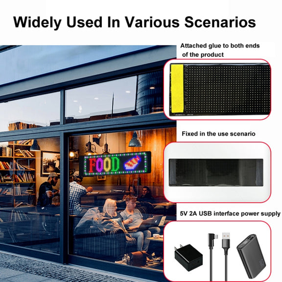 9.2x37.4cm（16 x 64 LEDs） Car Flexible Display Advertising Screen APP Bluetooth Smart Screen