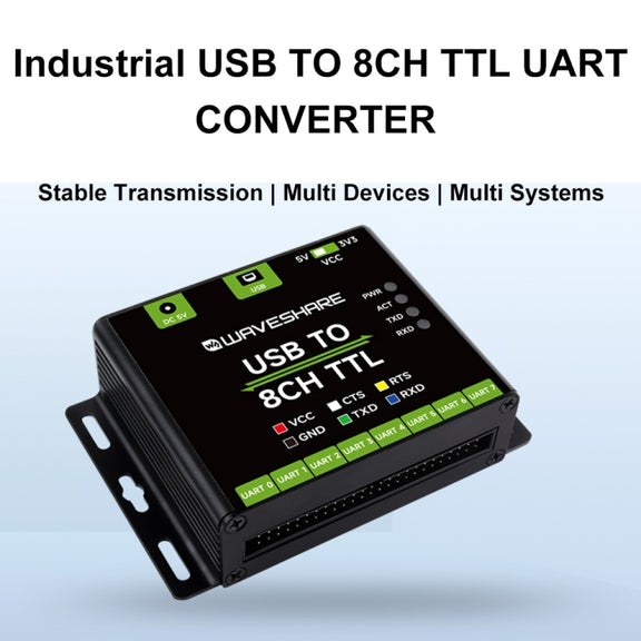 Waveshare 27076 Industrial USB TO TTL UART Serial Communication Module Converter(USB TO 8CH TTL)
