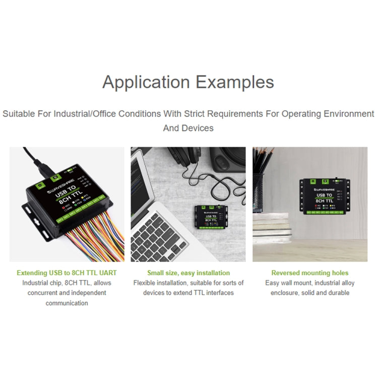 Waveshare 27076 Industrial USB TO TTL UART Serial Communication Module Converter(USB TO 8CH TTL)