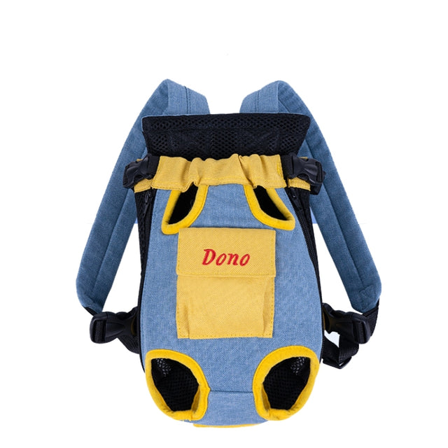 DONO Pet Four-legged Bag Outdoor Carrying Bag Breathable Backpack, Size: XXXL(Blue Yellow)