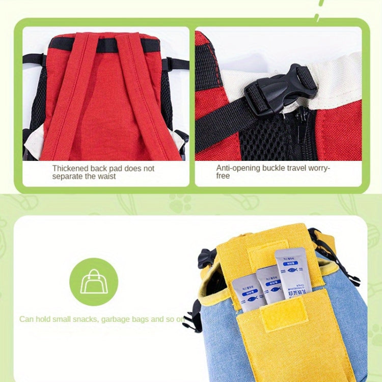 DONO Pet Four-legged Bag Outdoor Carrying Bag Breathable Backpack, Size: XL(Blue Yellow)