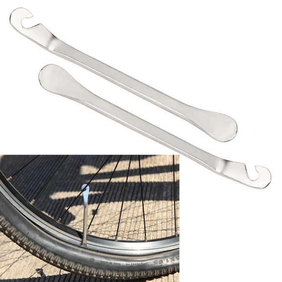2pcs Metal Bicycle Tire Pry Bars Levers Mountain Bike Tire Removal Tools(Black)
