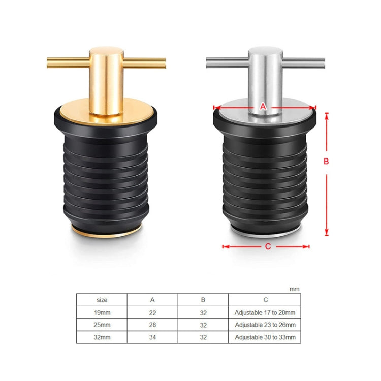 Marine Motorboat Deck Cross Drain Plug Screw, Size: Stainless Steel For 25mm