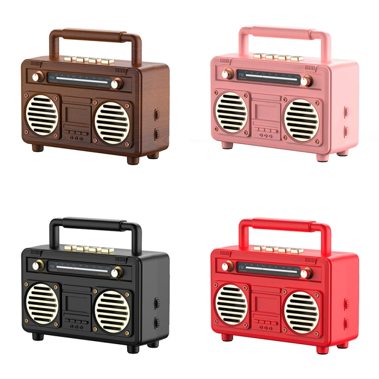 BT21 Retro USB Flash Drive FM Radio Wireless Bluetooth Speaker, Color: Rosewood