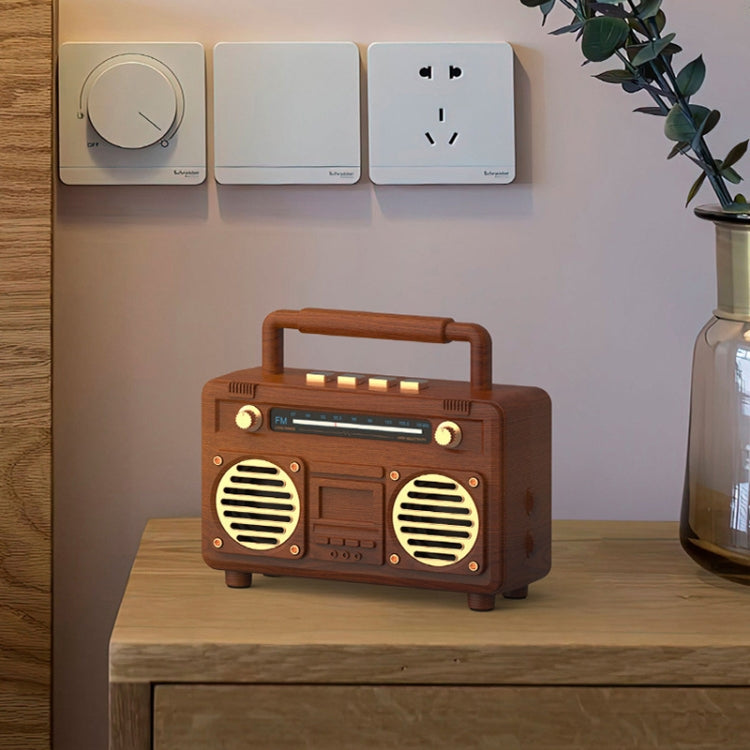 BT21 Retro USB Flash Drive FM Radio Wireless Bluetooth Speaker, Color: Rosewood