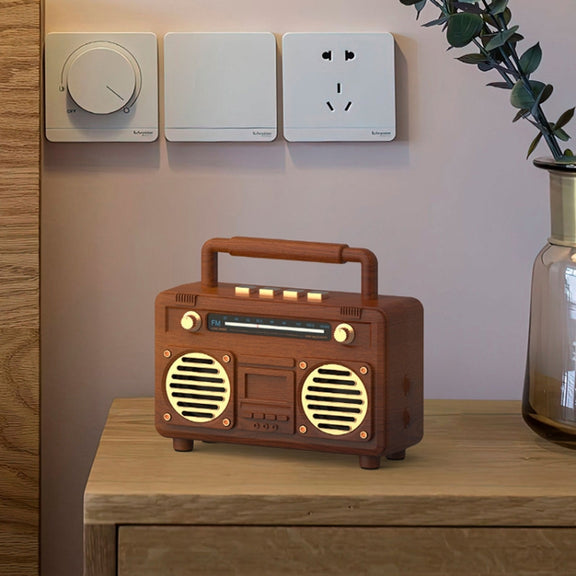 BT21 Retro USB Flash Drive FM Radio Wireless Bluetooth Speaker, Color: Rosewood