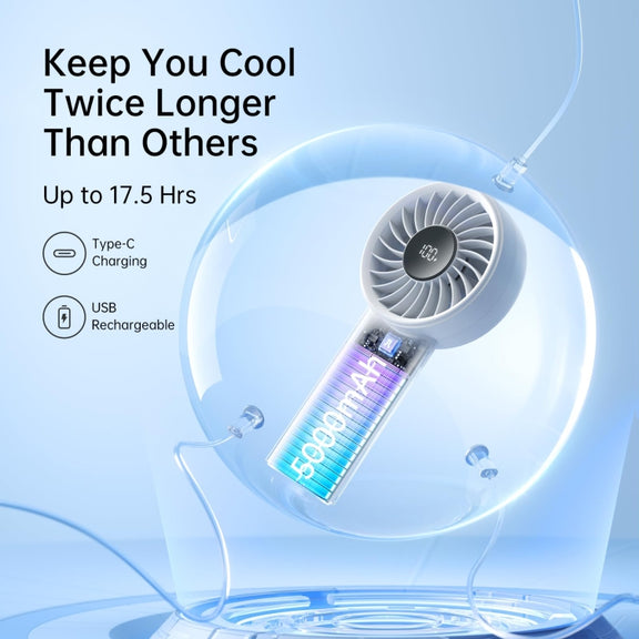 JisuLife Life4 Handheld Portable Small Rechargeable Fan, Battery Capacity: 5000mAh Black