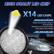 14W 9-30V Floodlight Mixed Luminous 4 Inch Round Work Light With Wire Set(X2)