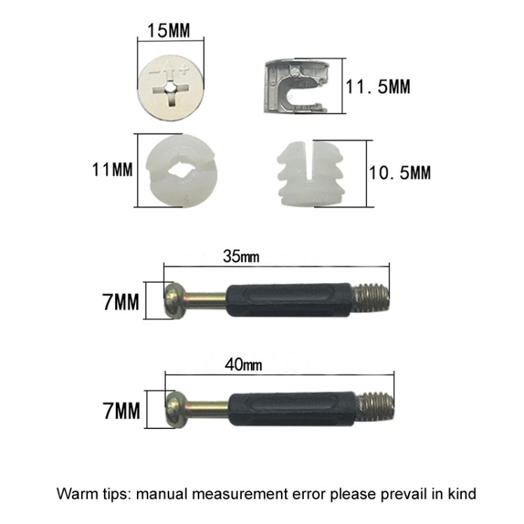 10pcs 40mm 3 In 1 Screw Connector Furniture Link Fixer Closet Eccentric Wheel Nut Connection Fastener