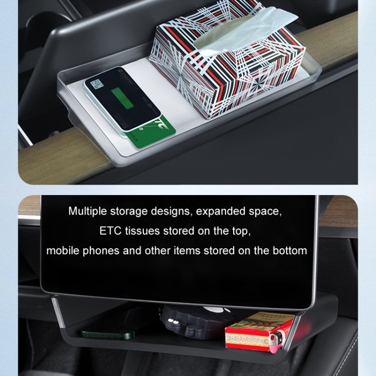 For Tesla Model Y/3 Screen Storage Box, Color: Translucent Black + Black