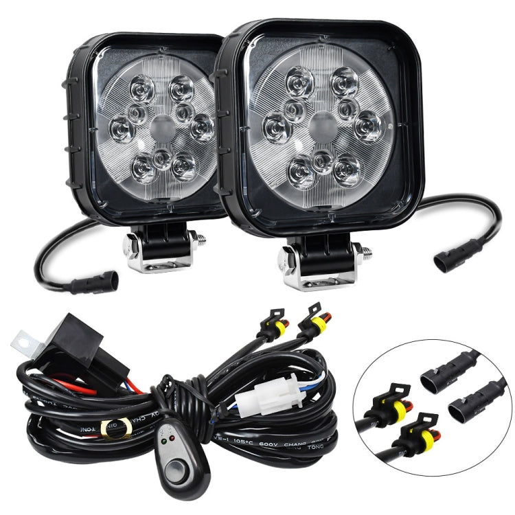 12W 9-30V Car Mixed Light Work Light With Wire Set(Square)