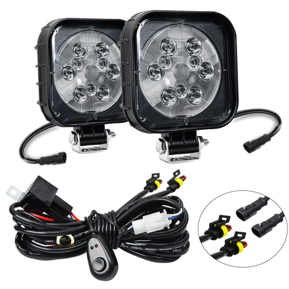 12W 9-30V Car Mixed Light Work Light With Wire Set(Square)