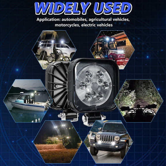 12W 9-30V Car Mixed Light Work Light With Wire Set(Square)