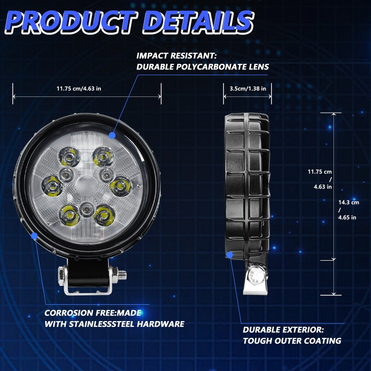 12W 9-30V Car Mixed Light Work Light With Wire Set(Round)