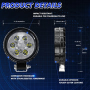 12W 9-30V Car Mixed Light Work Light With Wire Set(Round)
