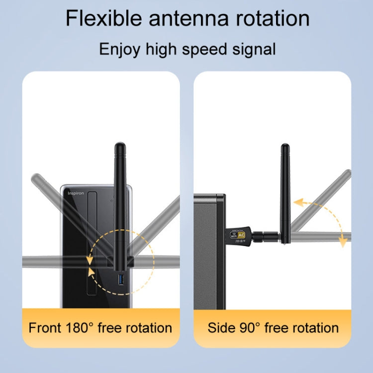 JINGHUA N5 Dual Band Driverless High Gain Antenna USB Wireless Network Card, Style: Antenna Model 600M