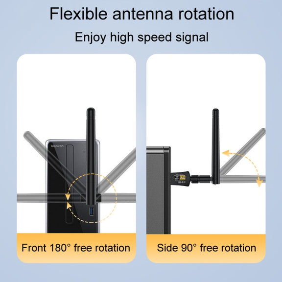 JINGHUA N5 Dual Band Driverless High Gain Antenna USB Wireless Network Card, Style: Antenna Model 600M