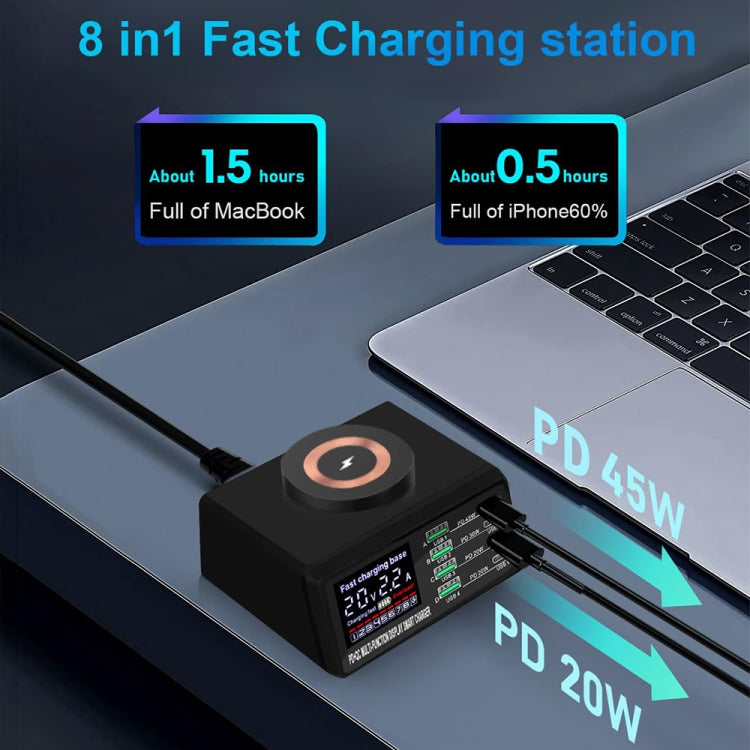 X9M 9-in-1 110W USB+PD Smart Multi-ports QI Magnetic Wireless Charger, Spec: White EU Plug