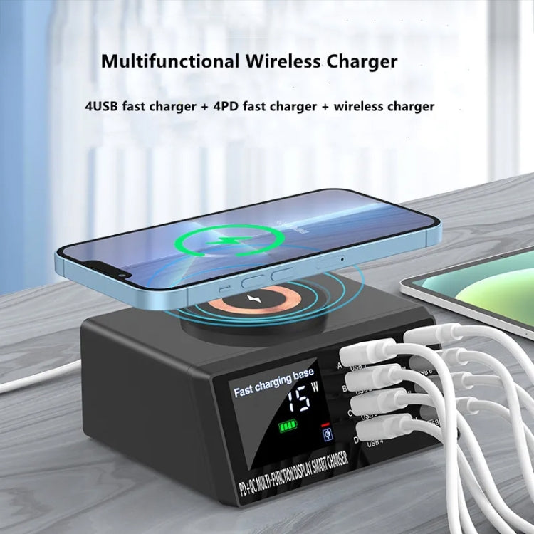 X9M 9-in-1 110W USB+PD Smart Multi-ports QI Magnetic Wireless Charger, Spec: White EU Plug