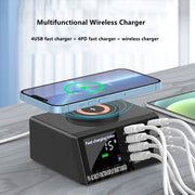 X9M 9-in-1 110W USB+PD Smart Multi-ports QI Magnetic Wireless Charger, Spec: Black US Plug