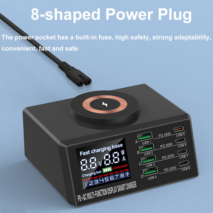 X9M 9-in-1 110W USB+PD Smart Multi-ports QI Magnetic Wireless Charger, Spec: White EU Plug