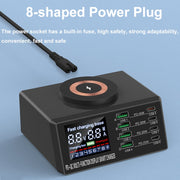 X9M 9-in-1 110W USB+PD Smart Multi-ports QI Magnetic Wireless Charger, Spec: White EU Plug