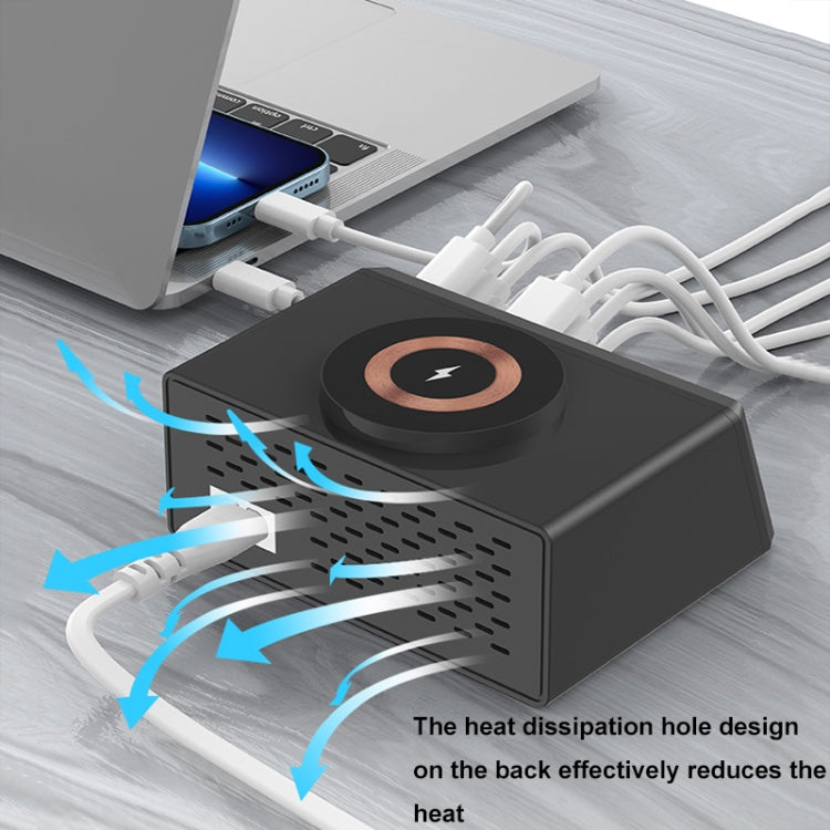 X9M 9-in-1 110W USB+PD Smart Multi-ports QI Magnetic Wireless Charger, Spec: White EU Plug