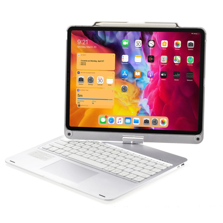 For iPad Pro 12.9 Inch 2022/2021/2020/2018 Tablet Bluetooth Touch Keyboard With Backlight 360 Degree Rotation(Silver)