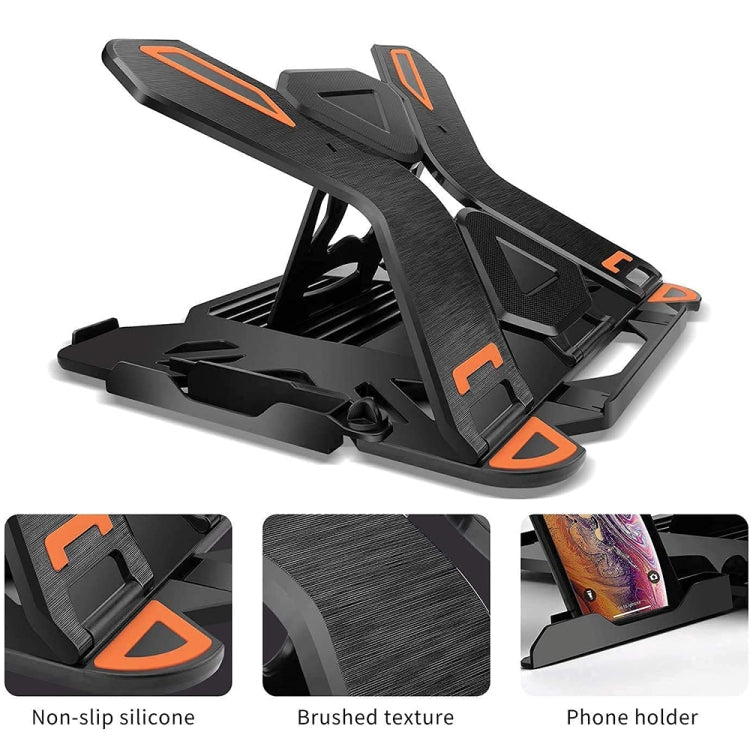 ICE COOREL E5 Laptop Folding And Lifting Cooling Bracket With Mobile Phone Holder Black
