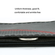 38cm Cowhide Embossed Hand-Stitched Double-Line Steering Wheel Cover(Black Orange Line)