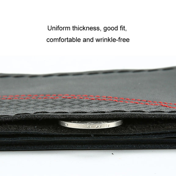 38cm Cowhide Embossed Hand-Stitched Double-Line Steering Wheel Cover(Black Orange Line)
