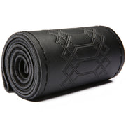 38cm Four-season Embossed Hand-sewn Cowhide Steering Wheel Cover(Black+Black Line)