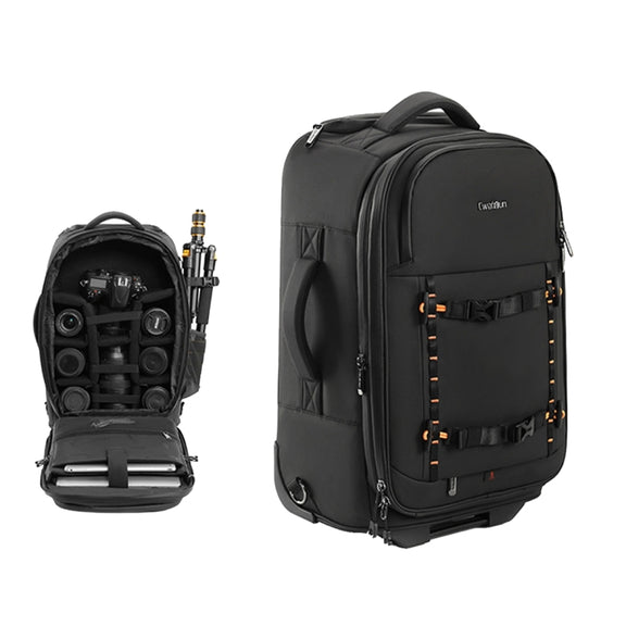 Cwatcun D136 Generation 1 Large Camera Trolley Shoulder Bag Large Capacity Outdoor Photography Storage Case(Black)