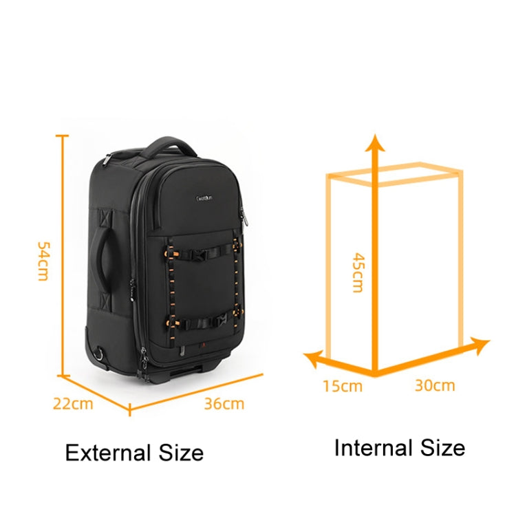 Cwatcun D136 Generation 1 Large Camera Trolley Shoulder Bag Large Capacity Outdoor Photography Storage Case(Black)