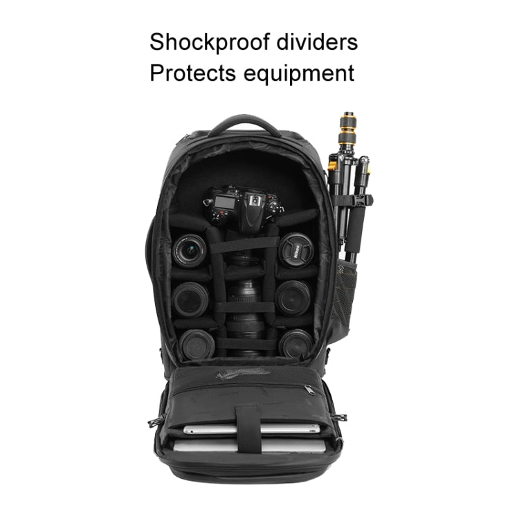 Cwatcun D136 Generation 1 Large Camera Trolley Shoulder Bag Large Capacity Outdoor Photography Storage Case(Black)