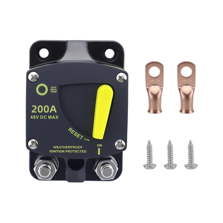 RV Yacht Manual Reset Ignition Protection Fuse Switch With Terminal Accessories, Current: 200A