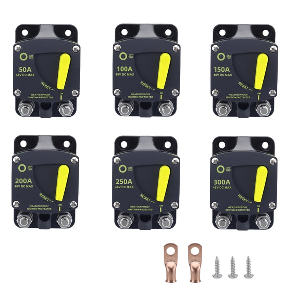 RV Yacht Manual Reset Ignition Protection Fuse Switch With Terminal Accessories, Current: 300A