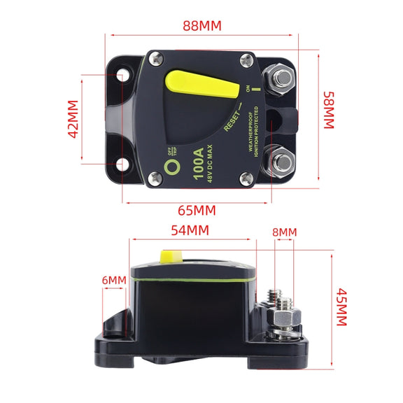 RV Yacht Manual Reset Ignition Protection Fuse Switch With Terminal Accessories, Current: 300A