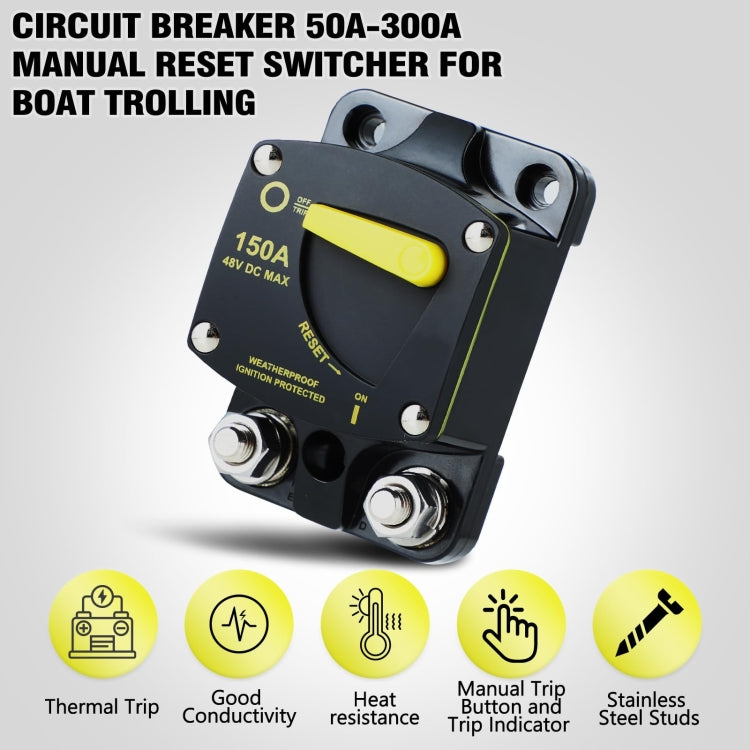 RV Yacht Manual Reset Ignition Protection Fuse Switch With Terminal Accessories, Current: 300A