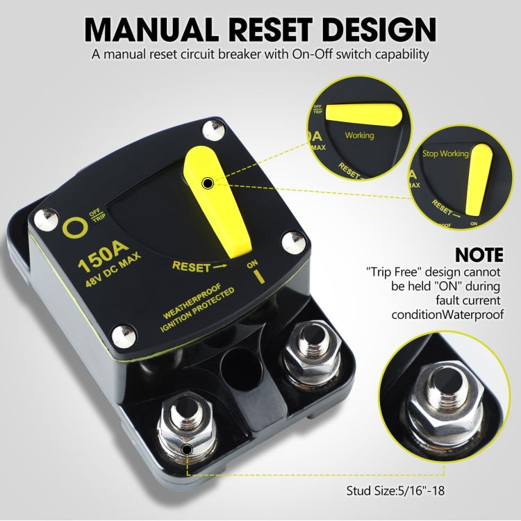 RV Yacht Manual Reset Ignition Protection Fuse Switch With Terminal Accessories, Current: 100A