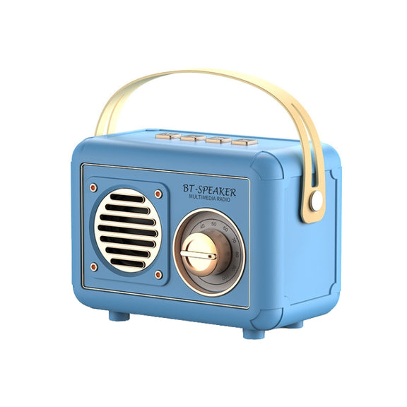 FT-BT20 Mini Retro Card USB Flash Drive FM Radio Wireless Bluetooth Speaker(Sky Blue)