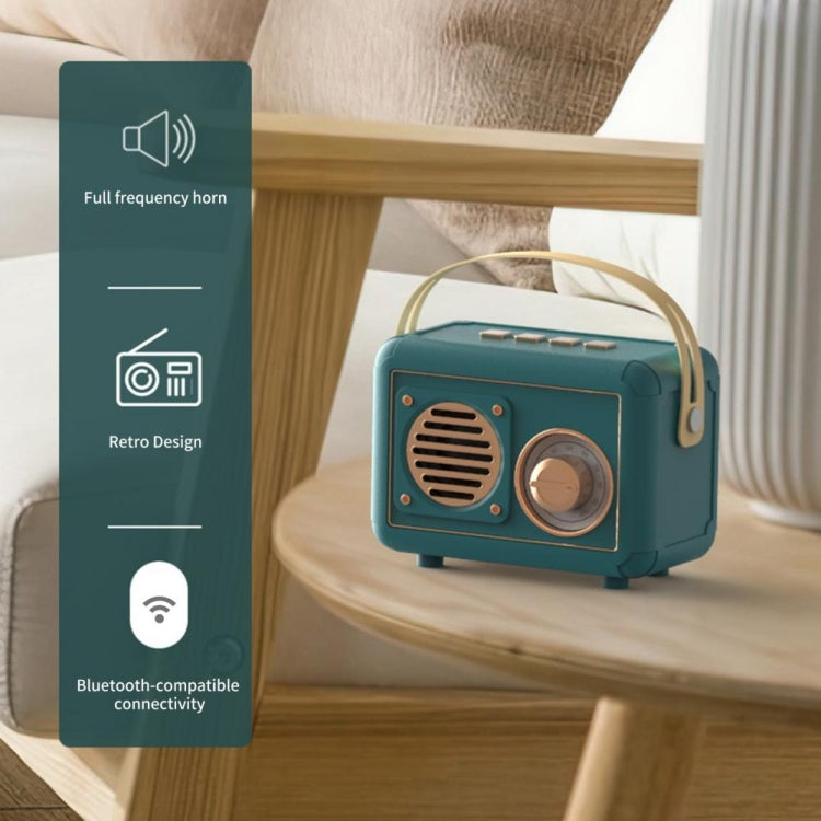 FT-BT20 Mini Retro Card USB Flash Drive FM Radio Wireless Bluetooth Speaker(Sky Blue)