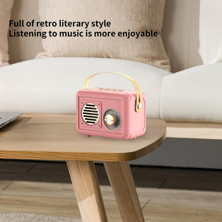 FT-BT20 Mini Retro Card USB Flash Drive FM Radio Wireless Bluetooth Speaker(Pink)