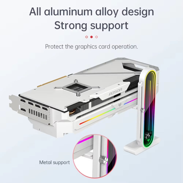 COOLMOON GH3 Computer ARGB Vertical Adjustable Lens Graphics Card Holder, Style: No Temperature Display White