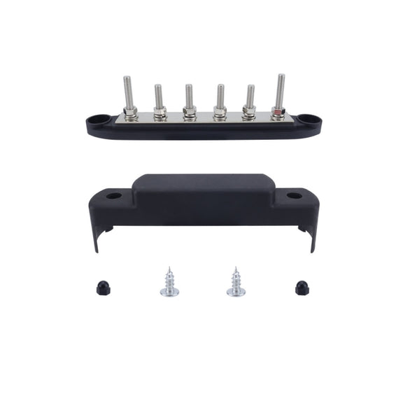 M6 RV Yacht High Current 6-column 250A Base Busbar, Color: Black