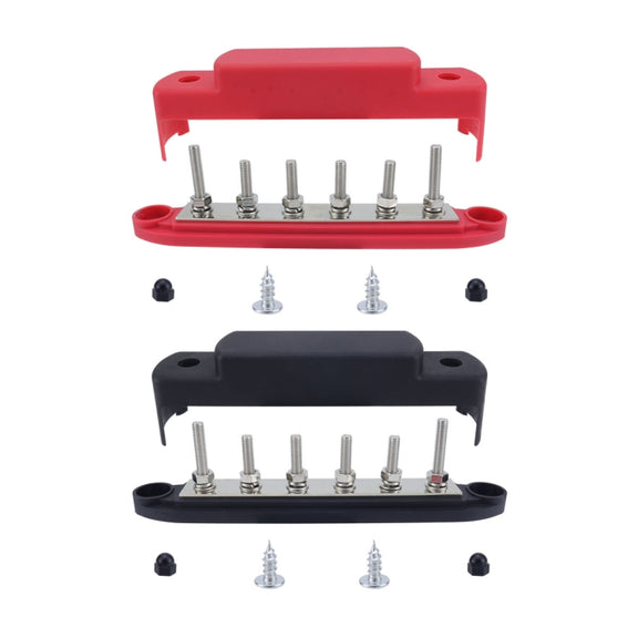 M6 RV Yacht High Current 6-column 250A Base Busbar, Color: Red + Black