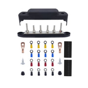 M6 RV Yacht High Current 6-column 250A Base Busbar, Color: Black with Accessories