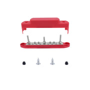 M6 3-post 10-way RV Yacht Short-circuit Proof Base DC Busbar, Color: Red